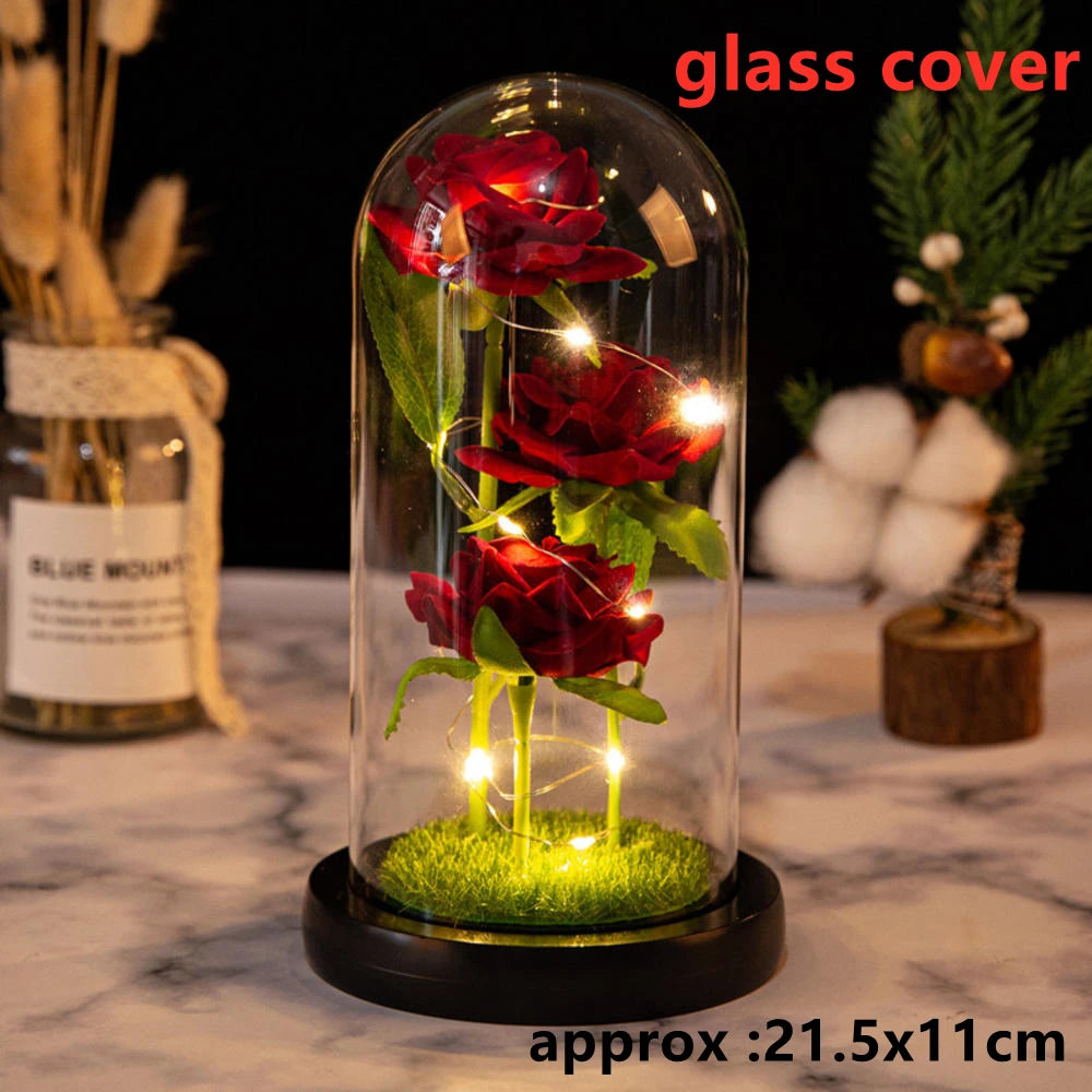 LED Galaxy Three Rose Artificial Flowers, Wedding Decoration, Creative Valentine'S Day and Mother'S Day Gift without Battery 1Pc