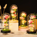 LED Galaxy Three Rose Artificial Flowers Wedding Decor Creative Valentine's Mother's Day Gift Dome Rose Valentines Ornament