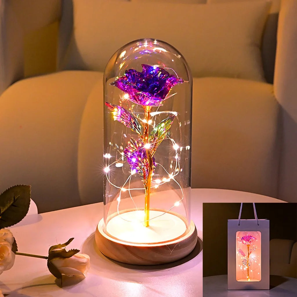 LED Galaxy Three Rose Artificial Flowers, Wedding Decoration, Creative Valentine'S Day and Mother'S Day Gift without Battery 1Pc