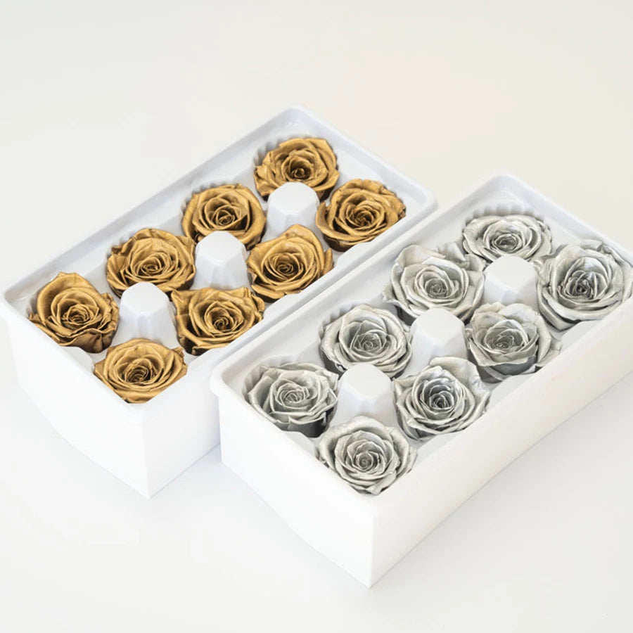 A Grade Preserved Gold Silver Plated Rose Eternal Rose Head Imortal Rose Wedding Home Office Decor Florist Flower DIY Material