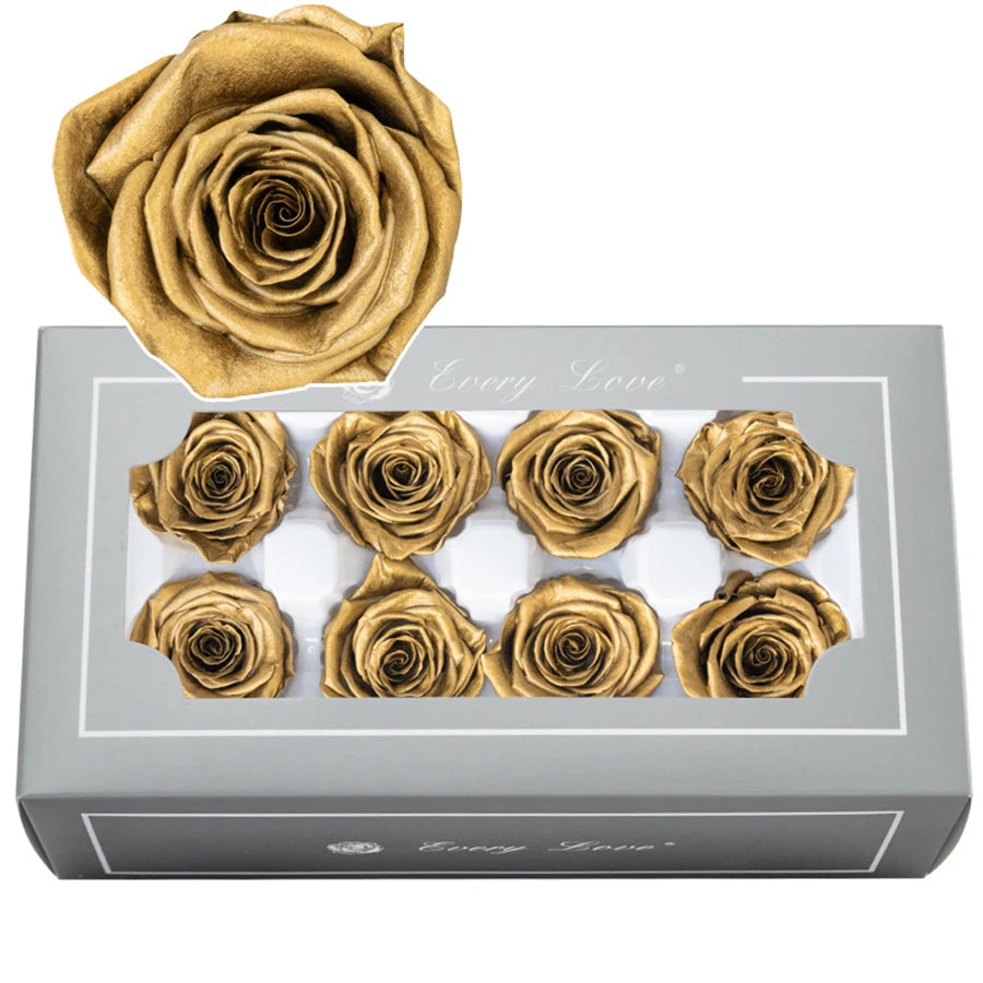 A Grade Preserved Gold Silver Plated Rose Eternal Rose Head Imortal Rose Wedding Home Office Decor Florist Flower DIY Material