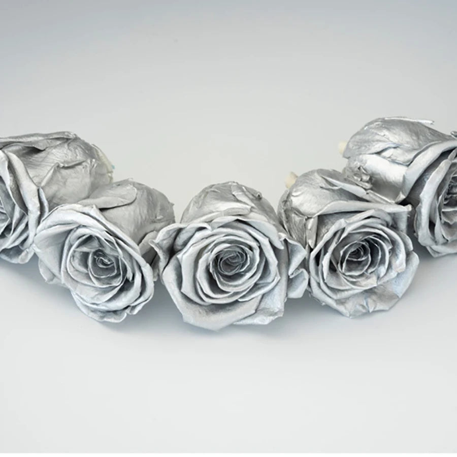 A Grade Preserved Gold Silver Plated Rose Eternal Rose Head Imortal Rose Wedding Home Office Decor Florist Flower DIY Material