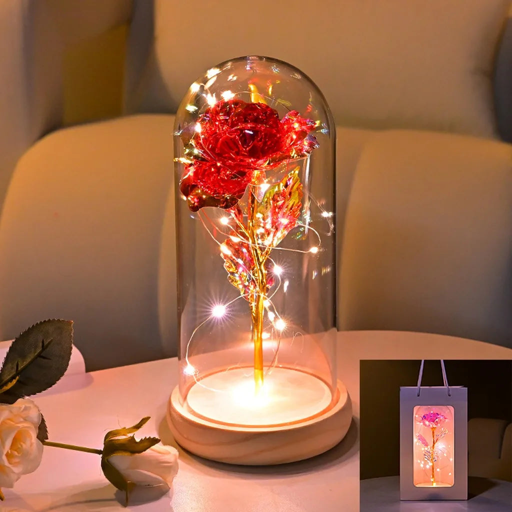 LED Galaxy Three Rose Artificial Flowers, Wedding Decoration, Creative Valentine'S Day and Mother'S Day Gift without Battery 1Pc