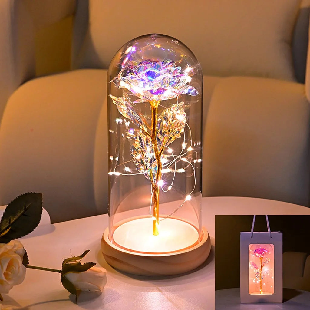 LED Galaxy Three Rose Artificial Flowers, Wedding Decoration, Creative Valentine'S Day and Mother'S Day Gift without Battery 1Pc