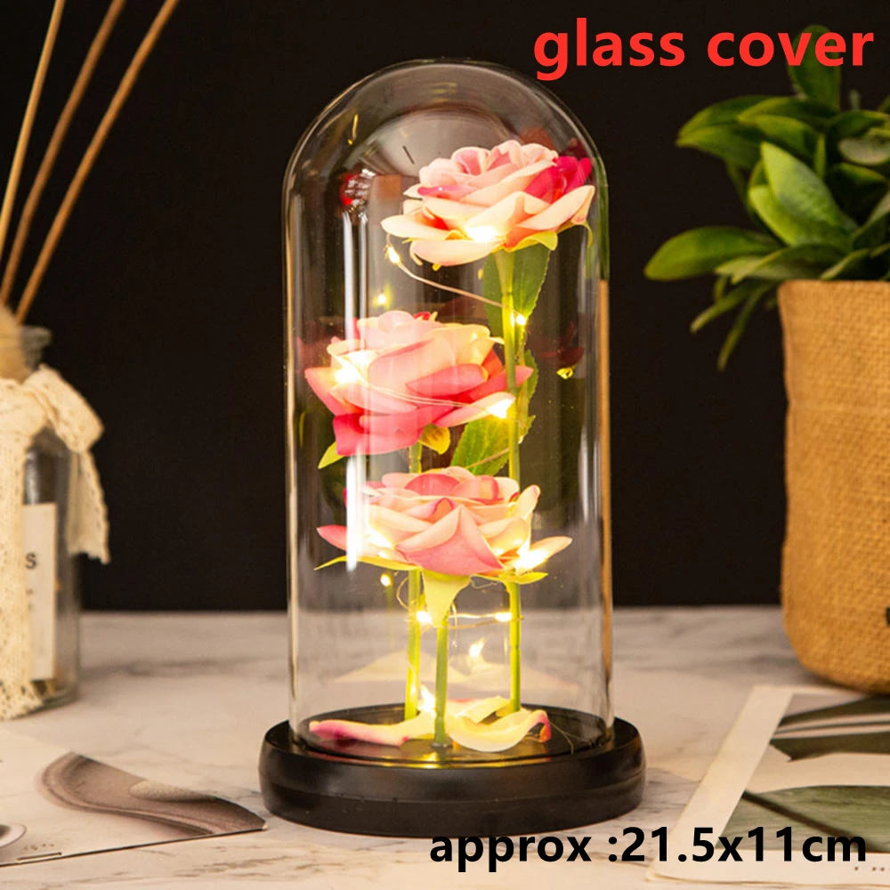 LED Galaxy Three Rose Artificial Flowers, Wedding Decoration, Creative Valentine'S Day and Mother'S Day Gift without Battery 1Pc