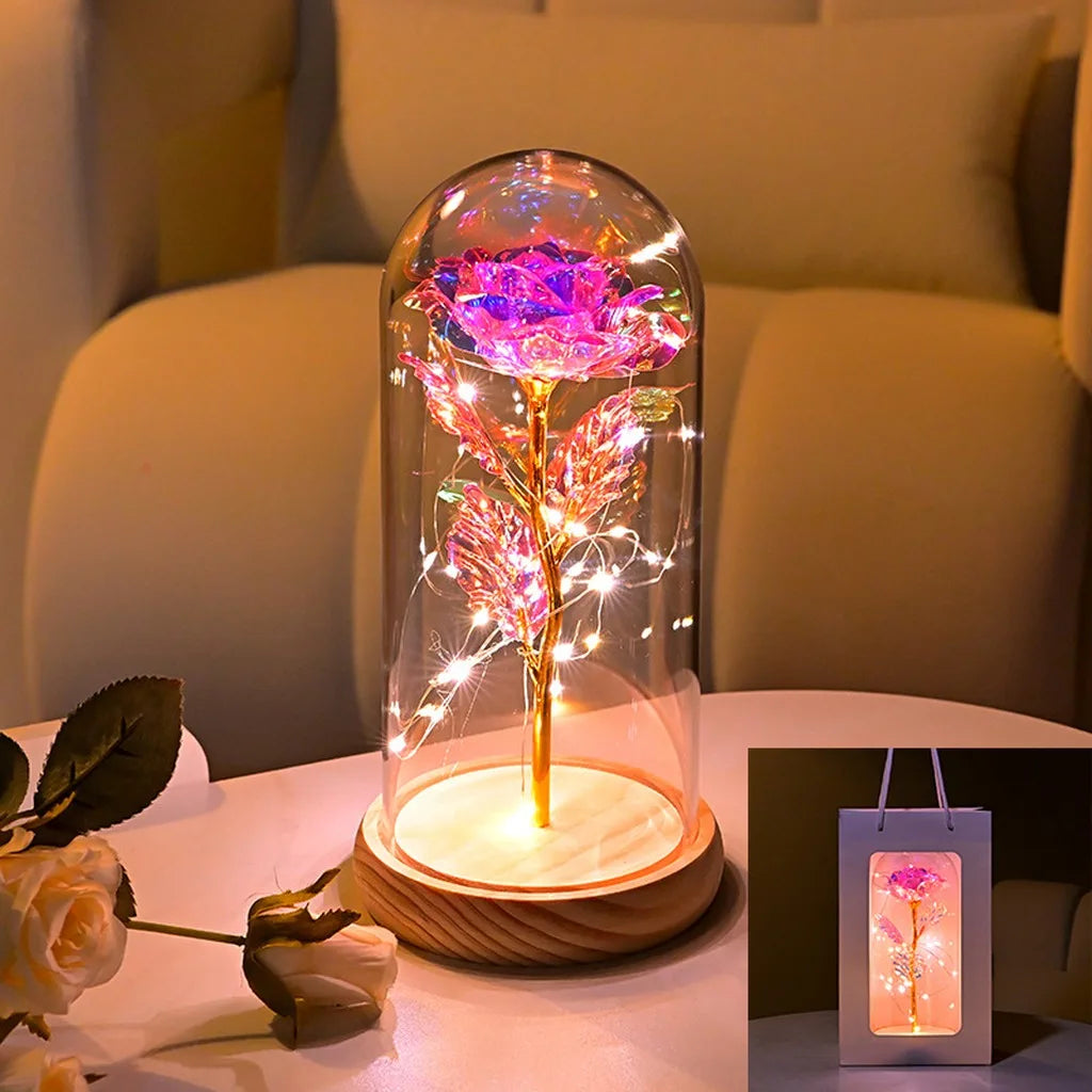 LED Galaxy Three Rose Artificial Flowers, Wedding Decoration, Creative Valentine'S Day and Mother'S Day Gift without Battery 1Pc