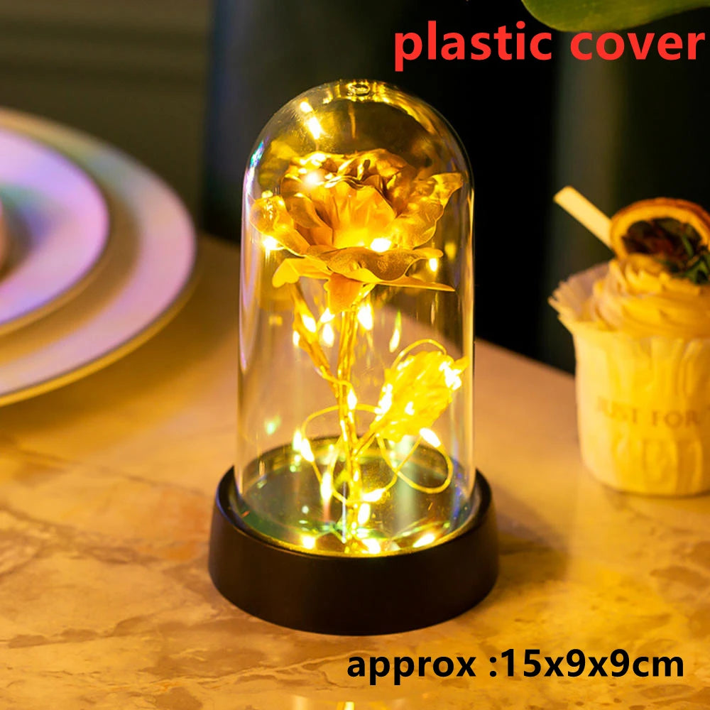 LED Galaxy Three Rose Artificial Flowers, Wedding Decoration, Creative Valentine'S Day and Mother'S Day Gift without Battery 1Pc