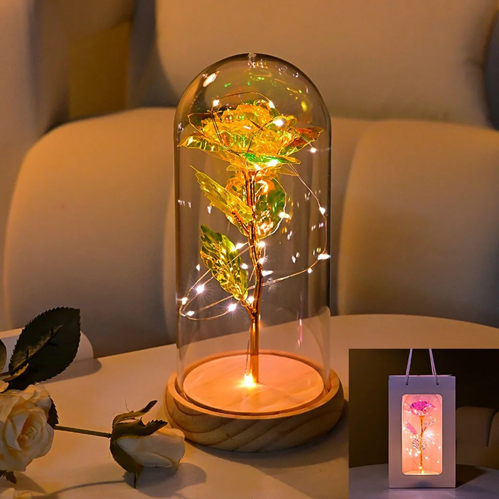 LED Galaxy Three Rose Artificial Flowers, Wedding Decoration, Creative Valentine'S Day and Mother'S Day Gift without Battery 1Pc