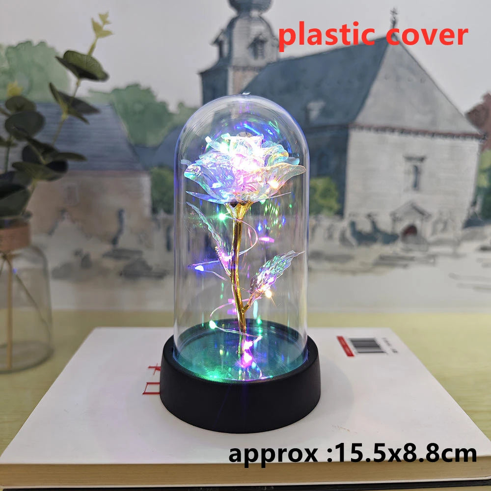 LED Galaxy Three Rose Artificial Flowers, Wedding Decoration, Creative Valentine'S Day and Mother'S Day Gift without Battery 1Pc