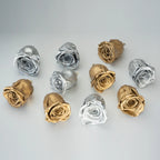 A Grade Preserved Gold Silver Plated Rose Eternal Rose Head Imortal Rose Wedding Home Office Decor Florist Flower DIY Material