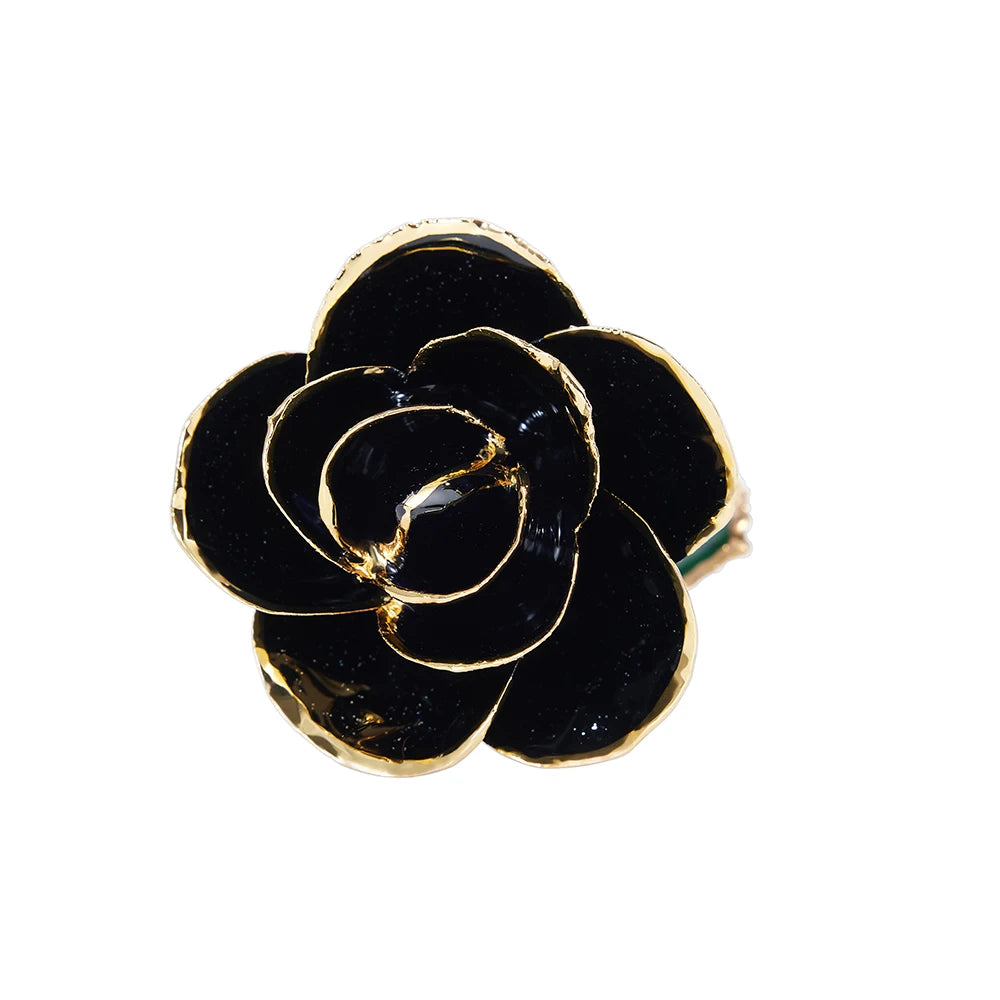 24K Gold Dipped Real Rose Set 5Colors Teal Black Blue Red Purple with Luxury Gift Box Valentine's Day Anniversary Birthday Gifts