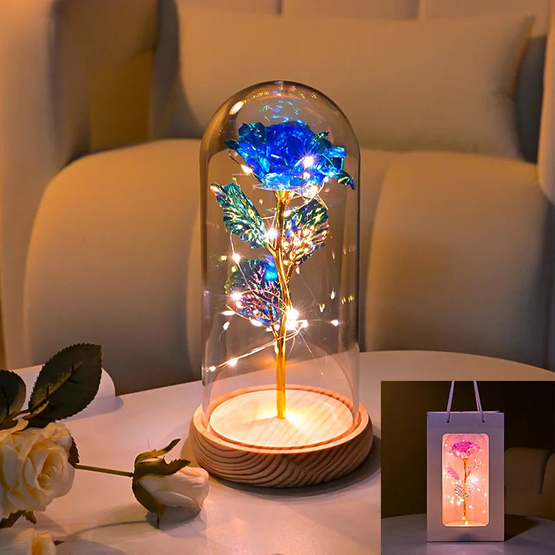LED Galaxy Three Rose Artificial Flowers, Wedding Decoration, Creative Valentine'S Day and Mother'S Day Gift without Battery 1Pc