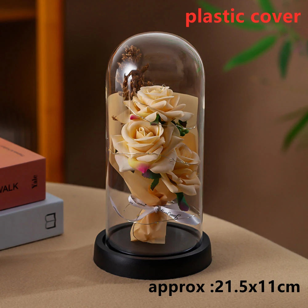 LED Galaxy Three Rose Artificial Flowers, Wedding Decoration, Creative Valentine'S Day and Mother'S Day Gift without Battery 1Pc