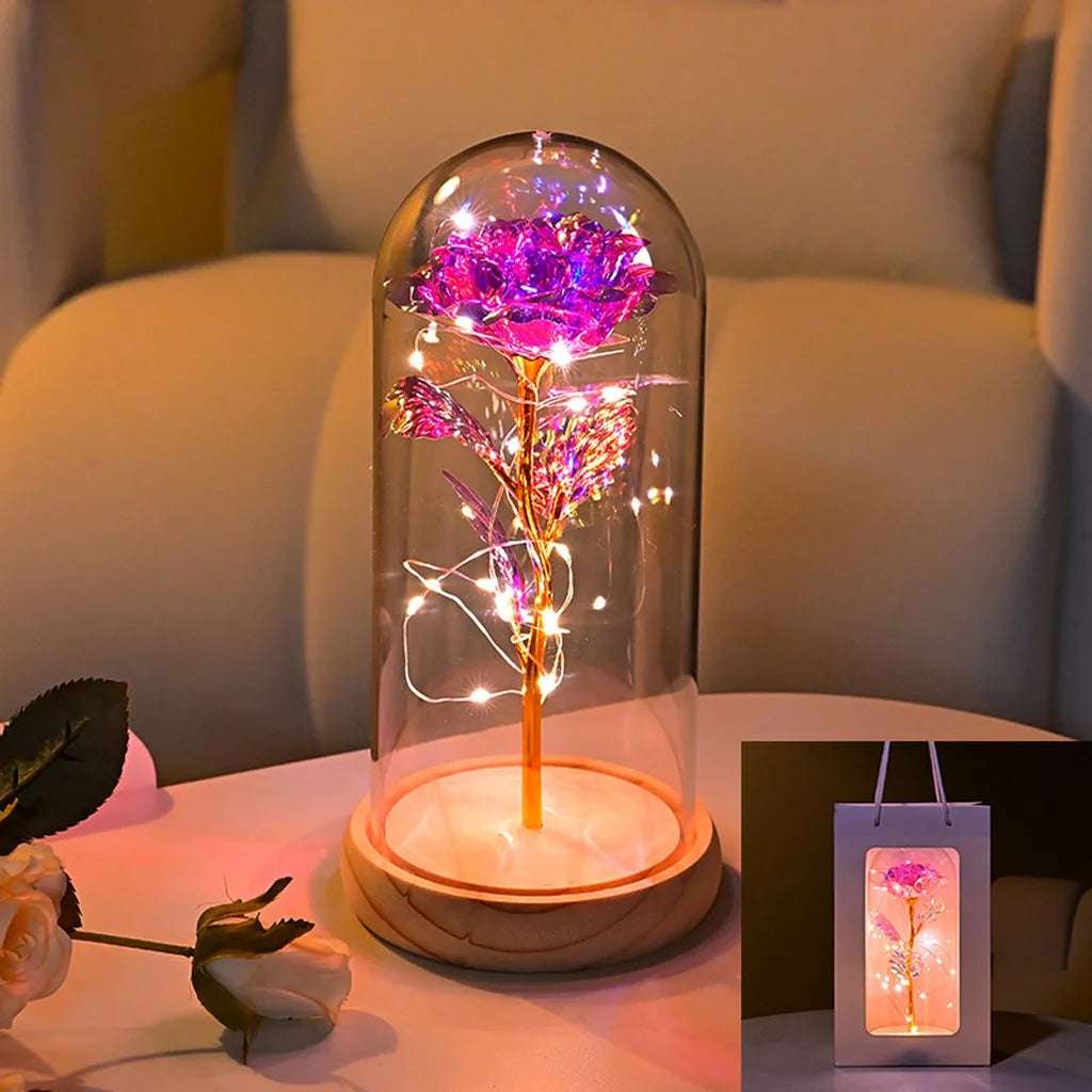 LED Galaxy Three Rose Artificial Flowers, Wedding Decoration, Creative Valentine'S Day and Mother'S Day Gift without Battery 1Pc